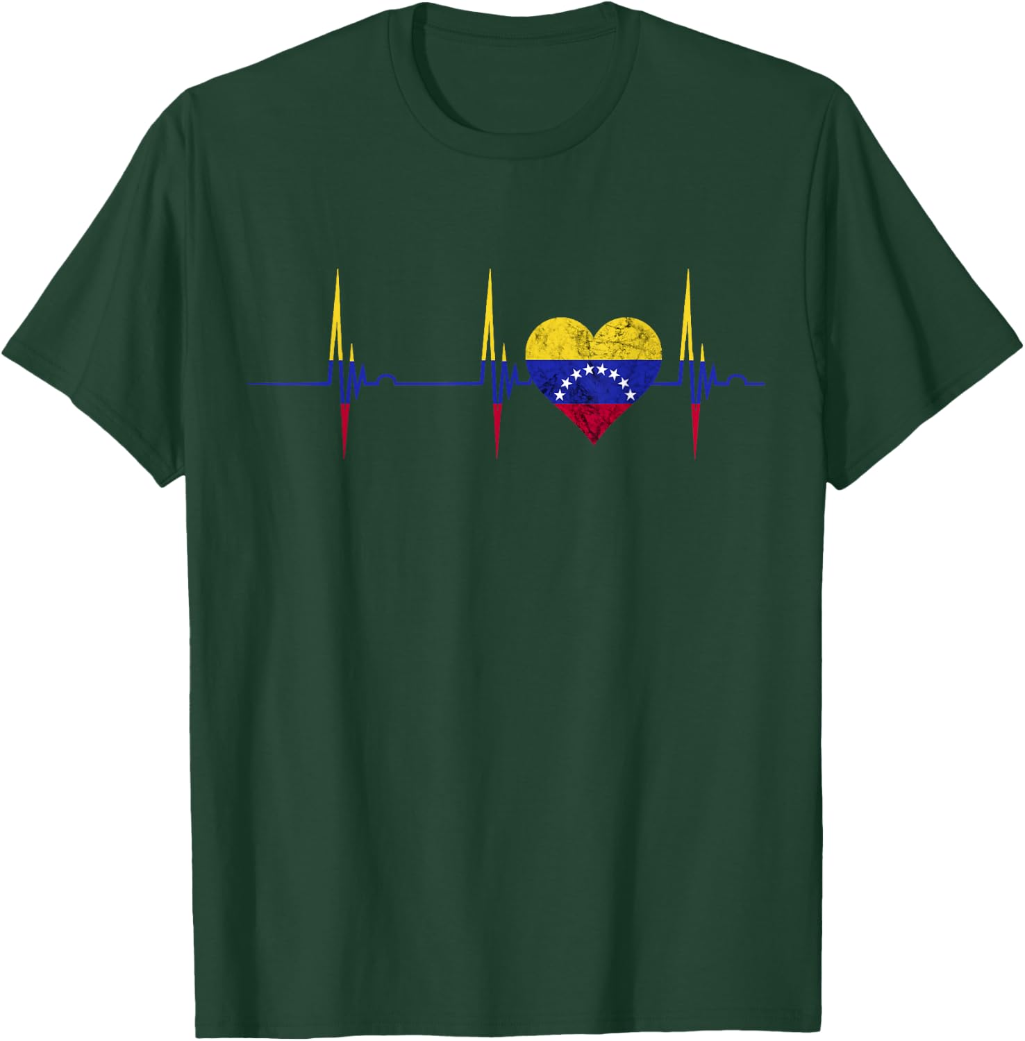 Venezuela Heart Venezuelan Heartbeat ECG Pulse Roots T-Shirt - T-Shirt | Forest