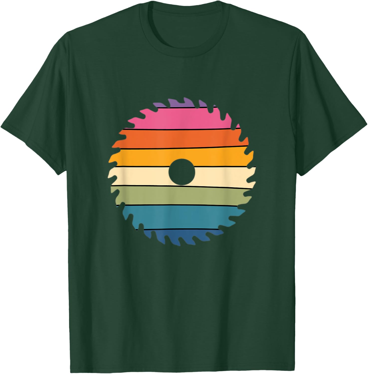 Rainbow Colorful Retro Saw Blade Carpenters Woodworker Pride T-Shirt - T-Shirt | Forest