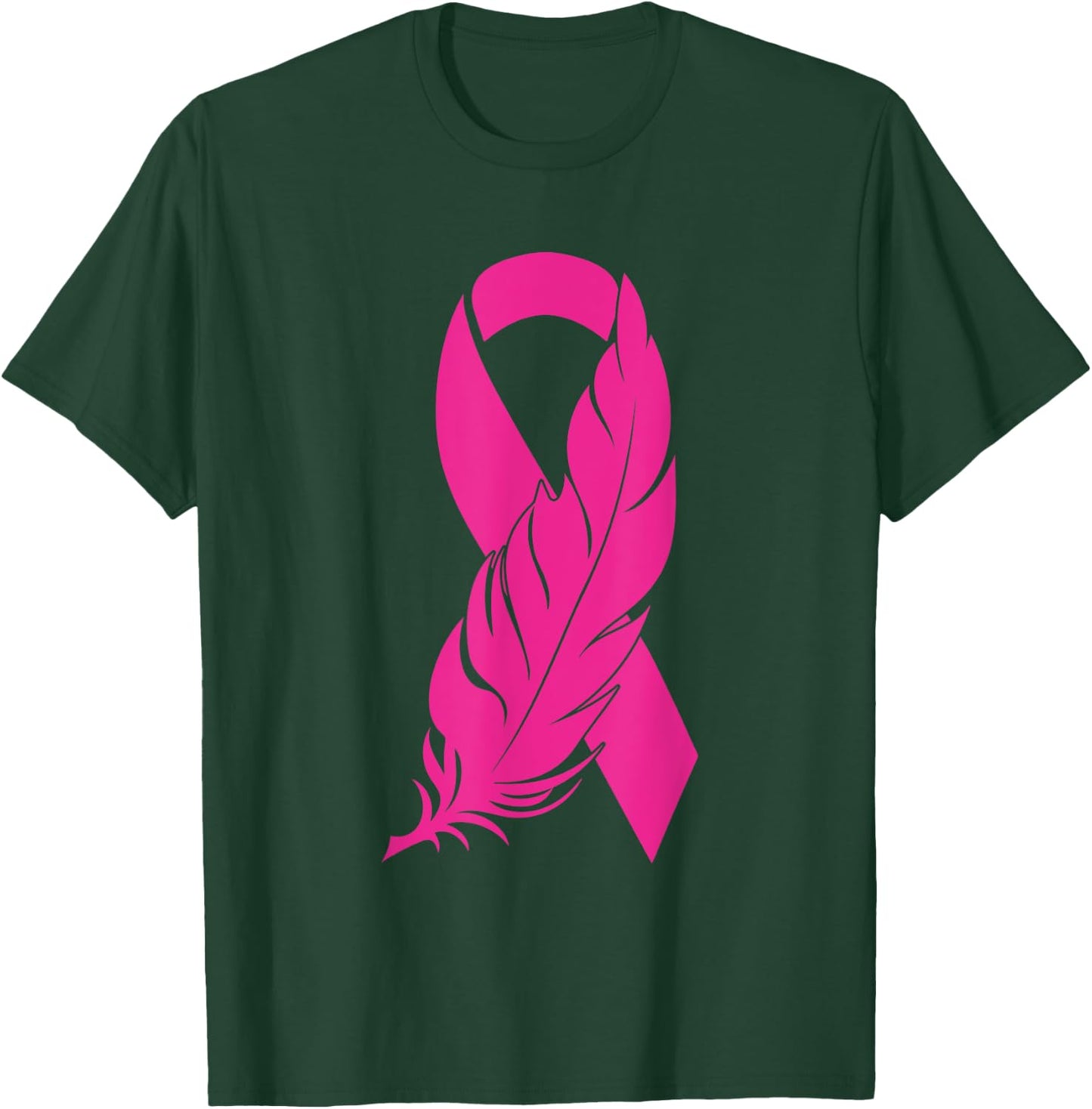 Breast Cancer Survivor Awareness Women Feather Pink Ribbon T-Shirt - T-Shirt | Forest