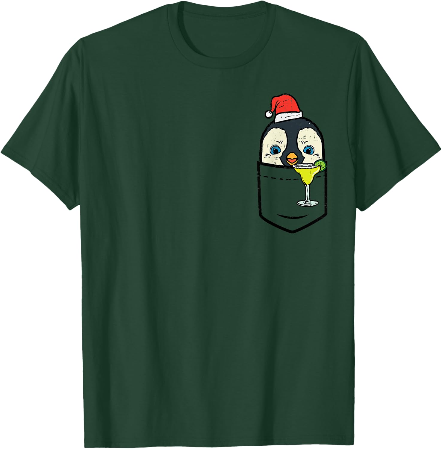 Pocket Santa Penguin Cute Christmas In July Summer Xmas Bird T-Shirt - T-Shirt | Forest