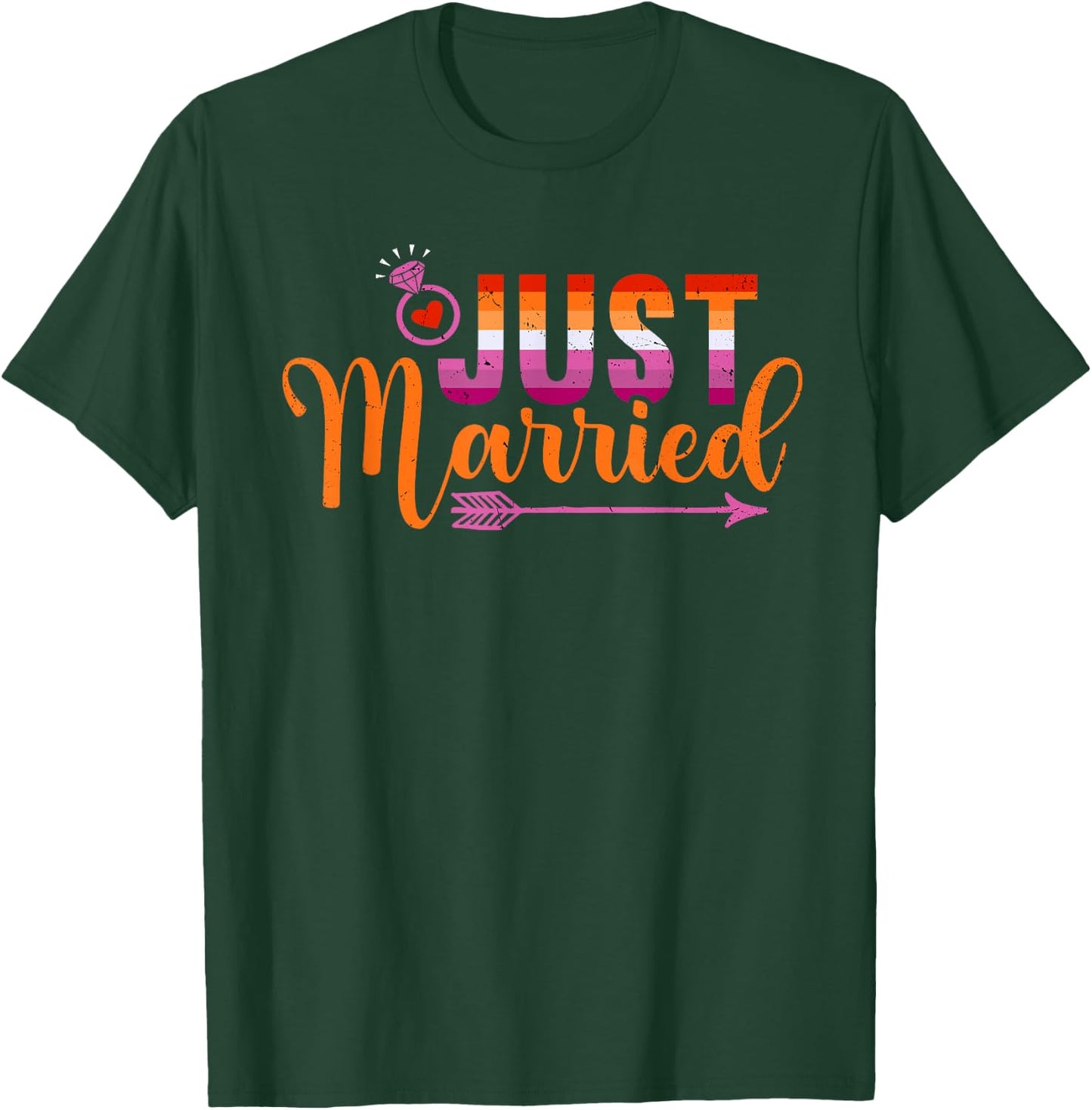 Lesbian Just Married LGBT Wedding Same Sex Marriage T-Shirt - T-Shirt | Forest
