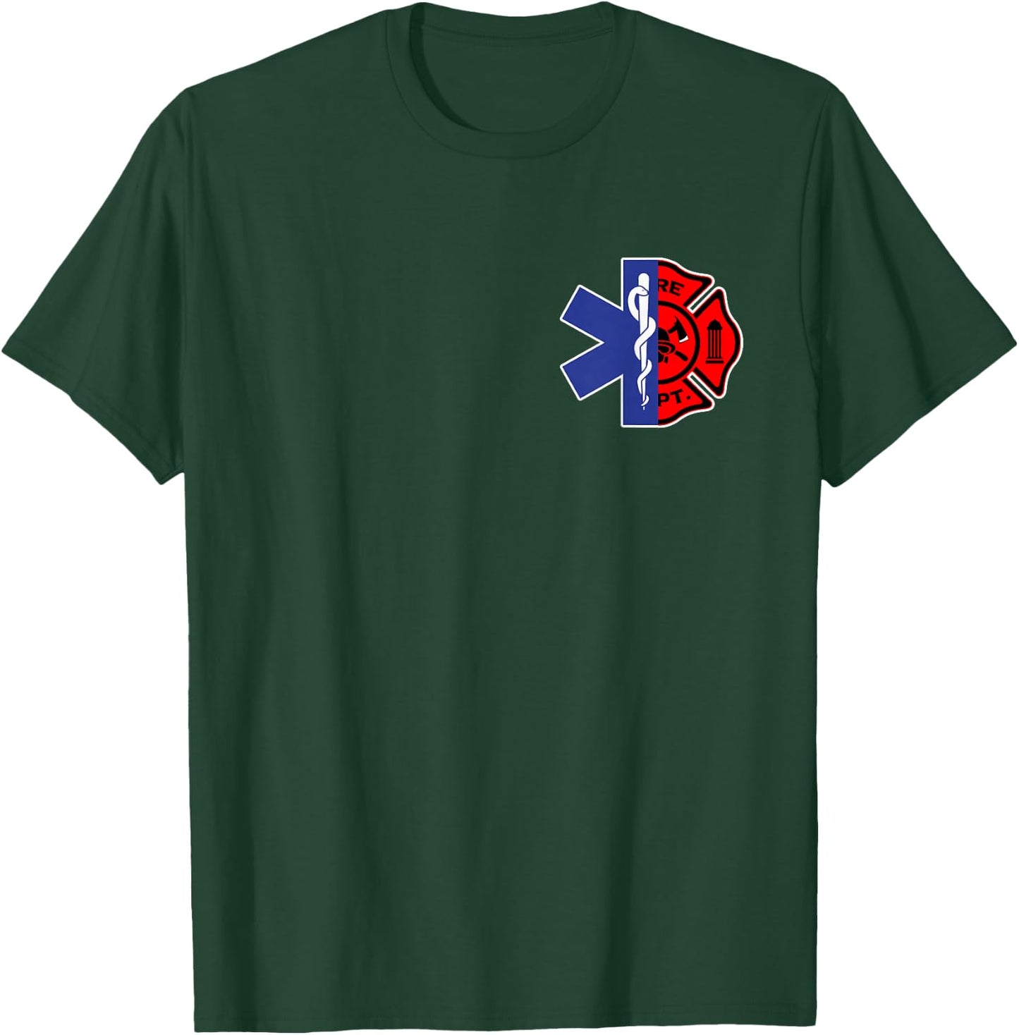 EMT Firefighter Shirt Firefighter Two Sided EMS Gift T-Shirt - T-Shirt | Forest