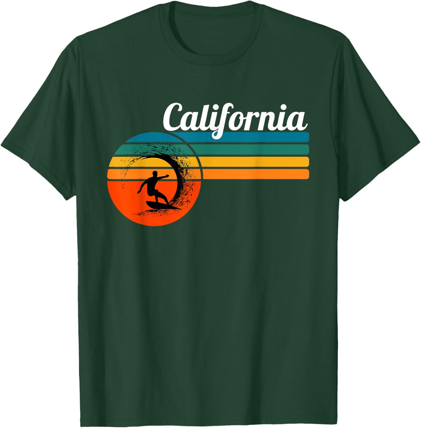 Surf California Beach Vintage Retro Surf Men Women Girls Kids T-Shirt - T-Shirt | Forest