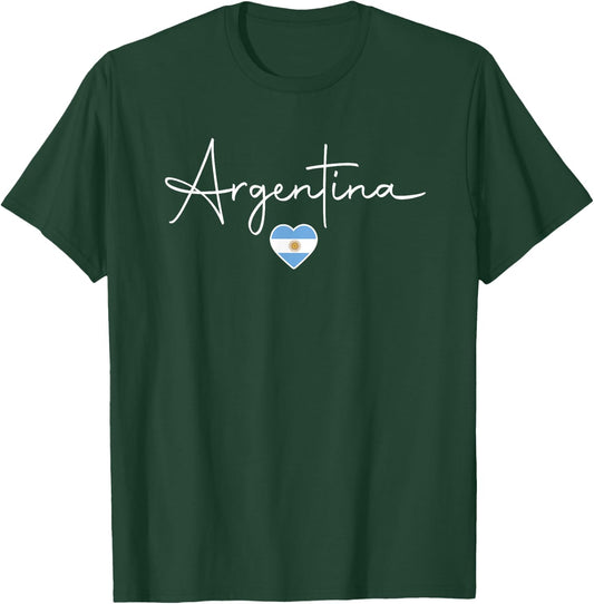 Argentina Flag Heart Argentinian Vintage Souvenir T-Shirt - T-Shirt | Forest