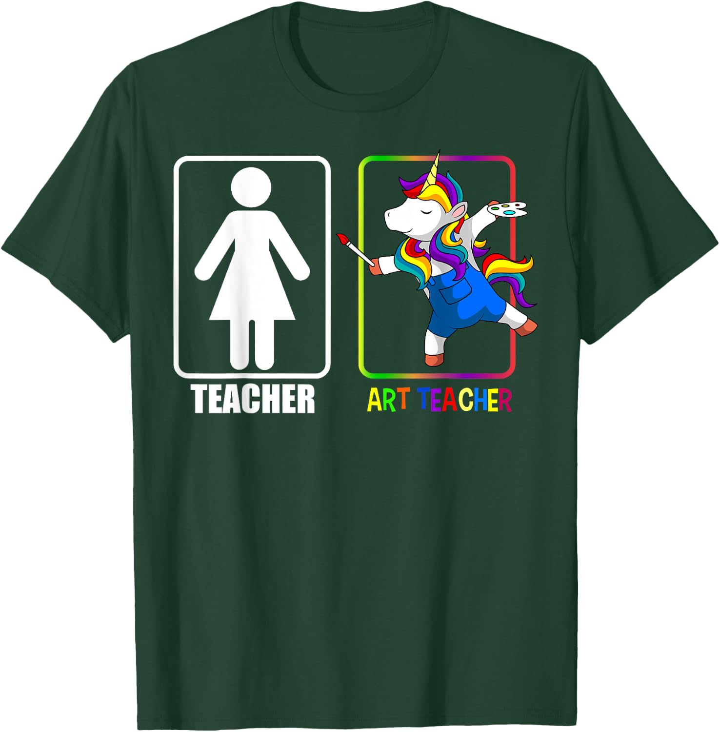 Art Teacher Unicorn Lover Visual Arts Painting Drawing T-Shirt - T-Shirt | Forest