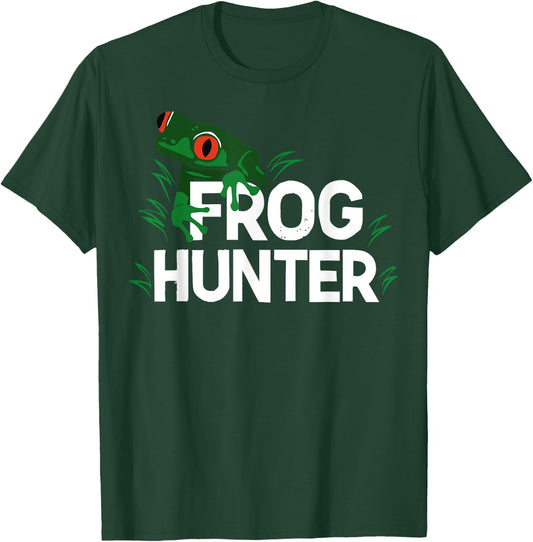 Special Gifts For Frog Lover & Frog Catcher Kids Black Frog Hunter T-Shirt - T-Shirt | Forest