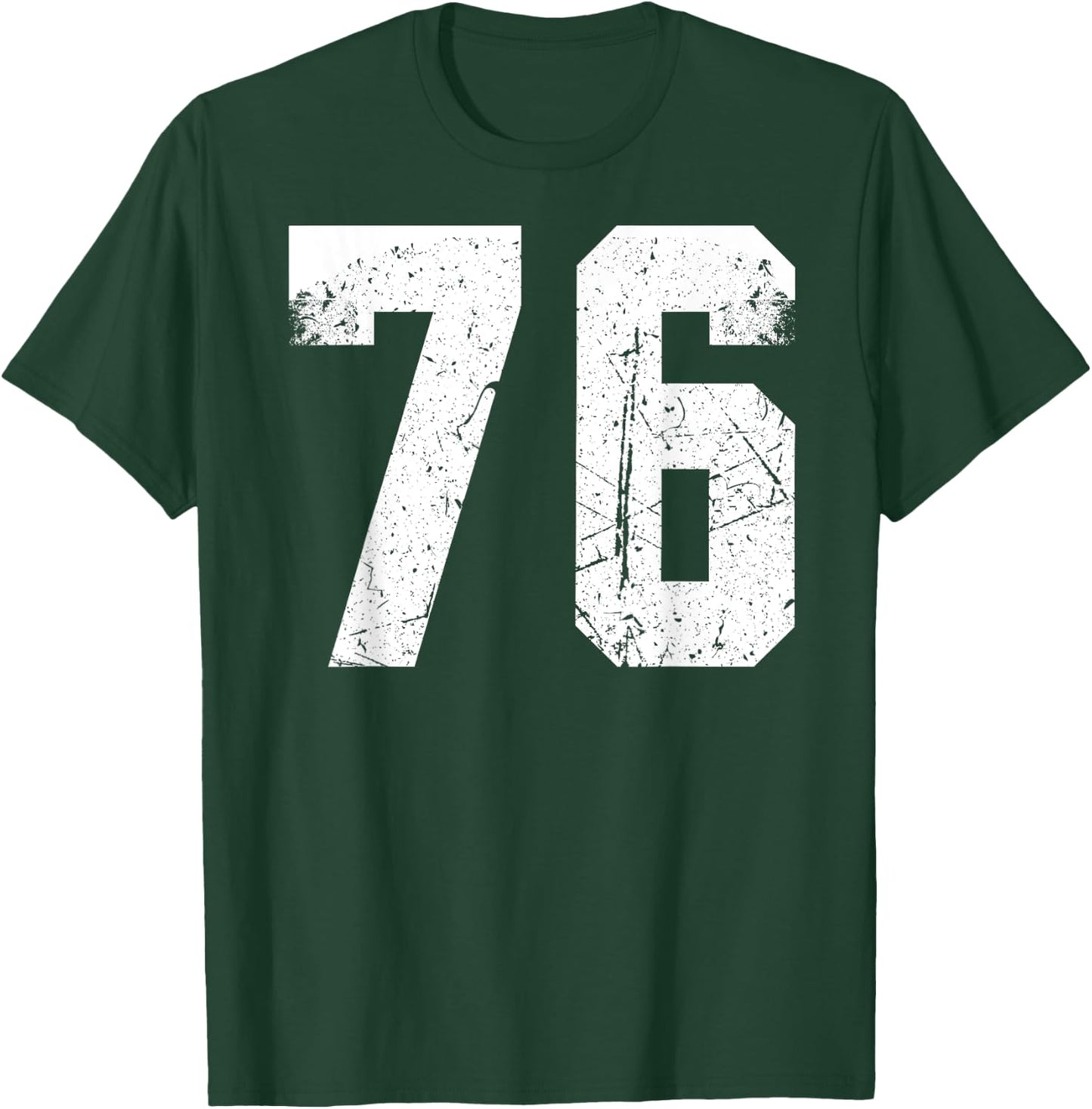 Number #76 Sport White Vintage Number T-Shirt - T-Shirt | Forest