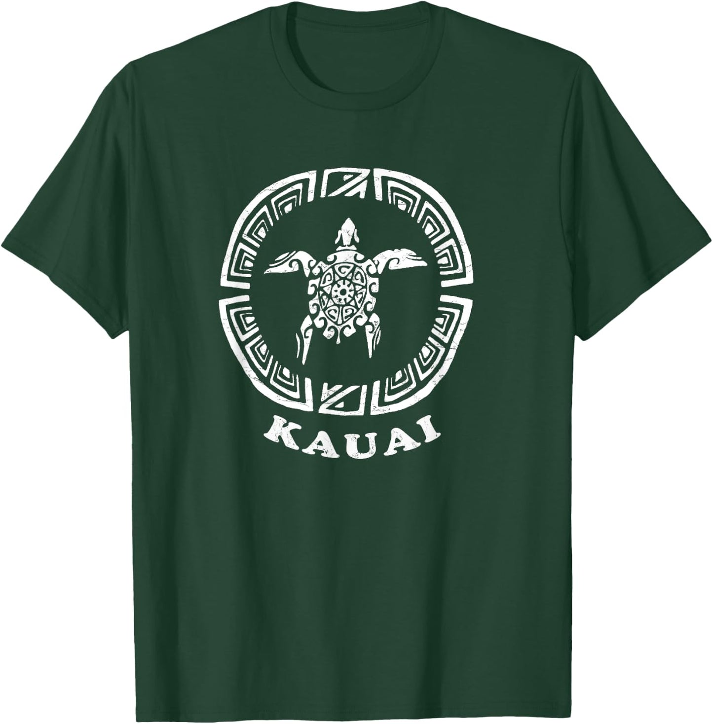 Kauai, Hawaii Vintage Retro Tribal Turtle Vacation T-Shirt - T-Shirt | Forest