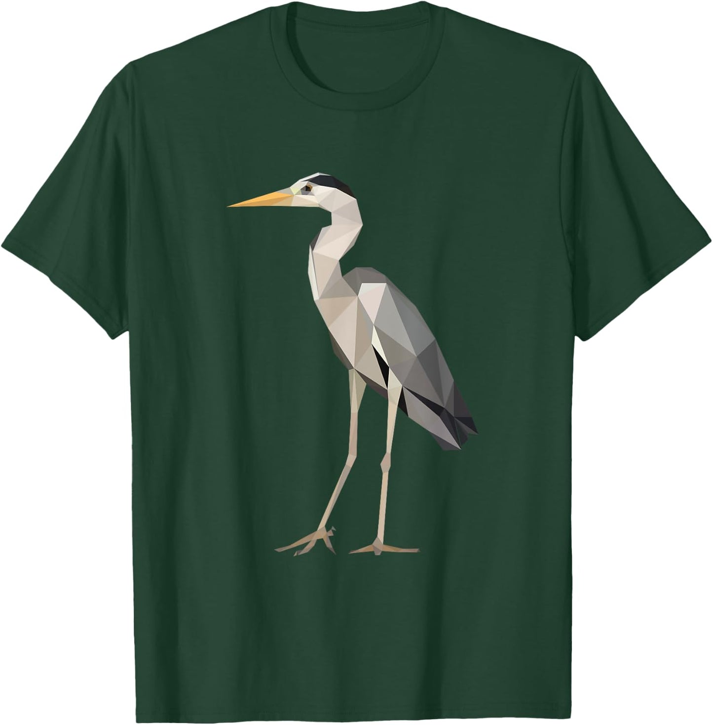 Poly Heron Wildlife Bird Birdwatcher T-Shirt - T-Shirt | Forest
