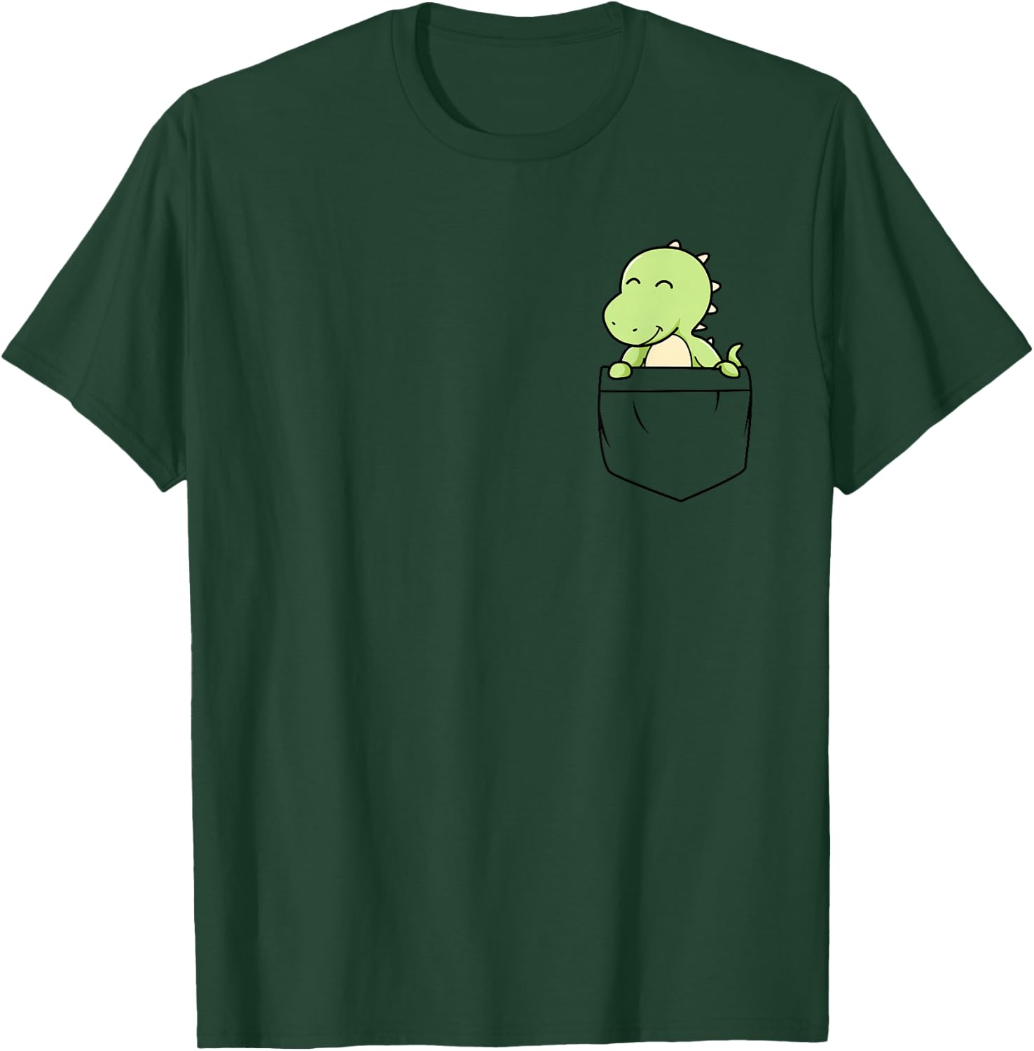 Dinosaur in the chest pocket, Kawaii cute dinosaur T-Shirt - T-Shirt | Forest