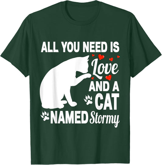 Personalized Cat Name Stormy Cute Kitten Pet Lover Women Kids T-Shirt - T-Shirt | Forest