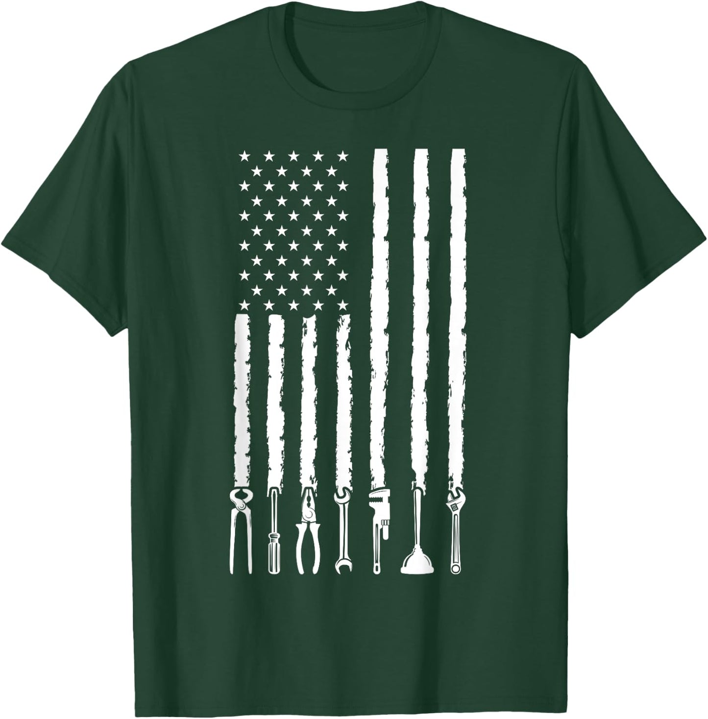 4th of July Patriotic Handyman USA American Flag Plumber T-Shirt - T-Shirt | Forest