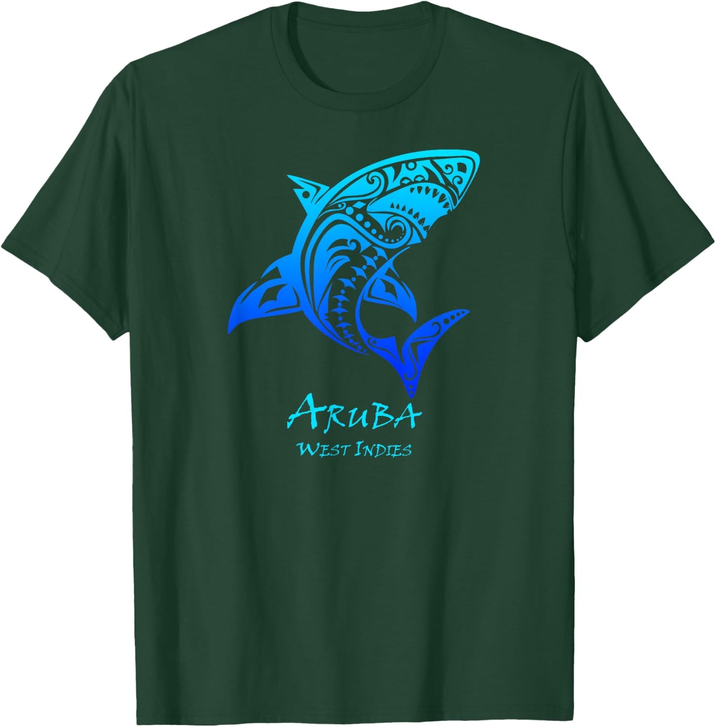 Aruba, West Indies Vintage Retro Tribal Shark Vacation T-Shirt - T-Shirt | Forest
