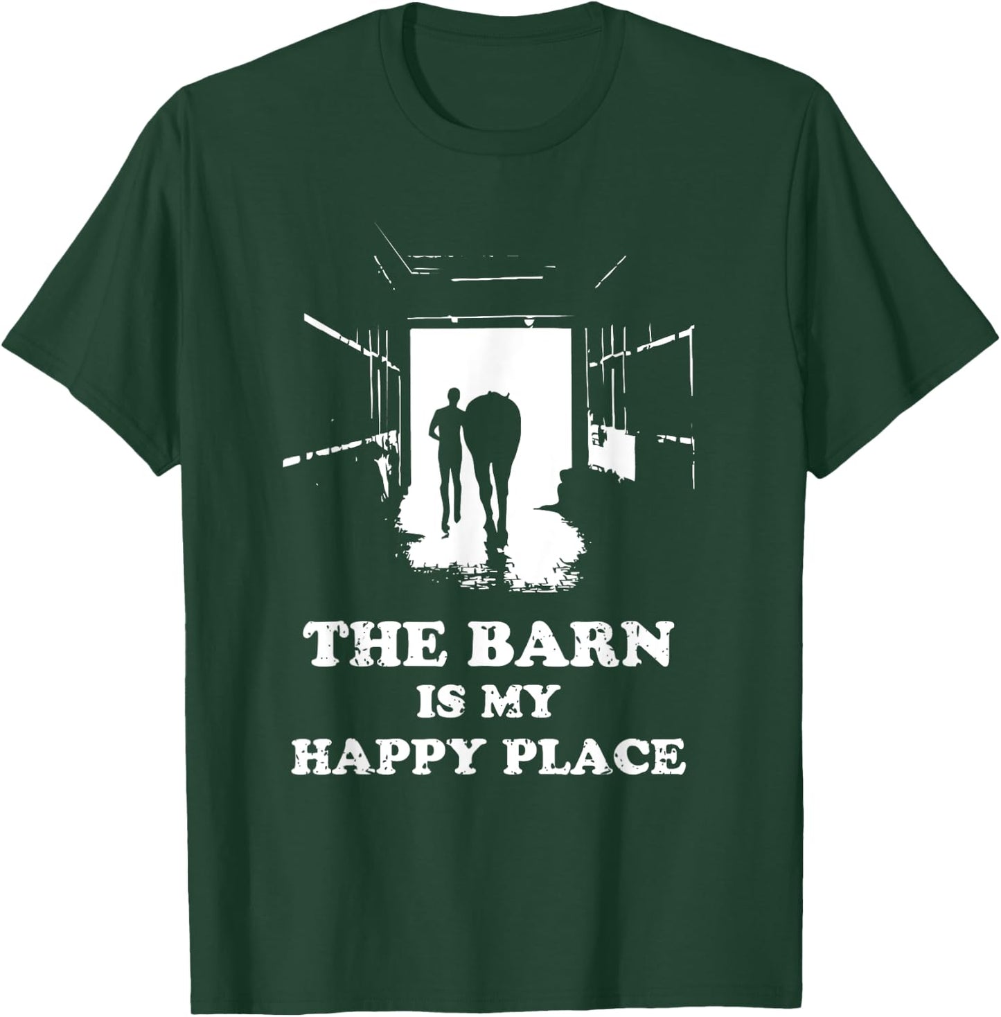 The Barn Is My Happy Place Horse Lover Men Kids T-Shirt - T-Shirt | Forest