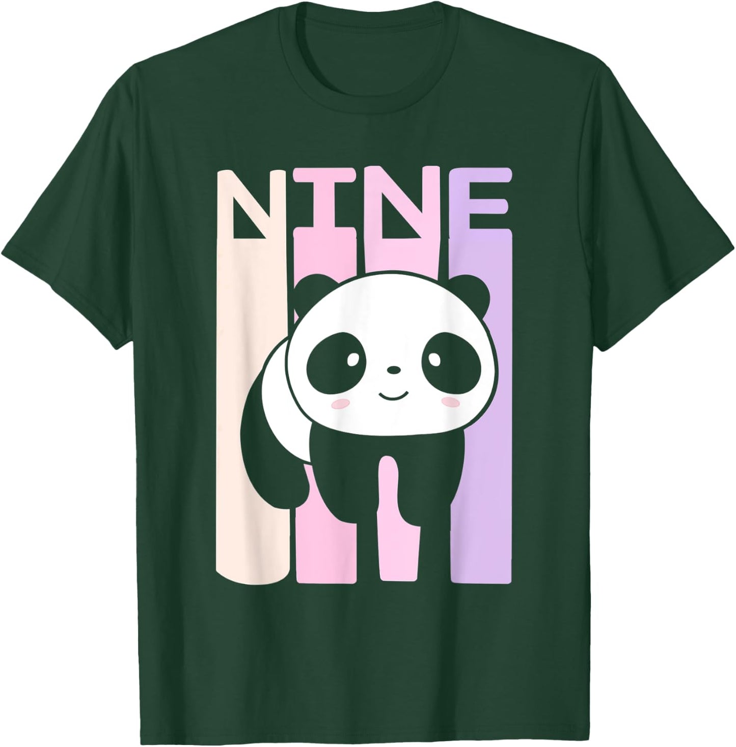 Kids 9 Year Old Cute Panda Bear Birthday Decoration Party T-Shirt - T-Shirt | Forest