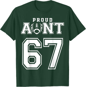Custom Proud Football Aunt Number 67 Personalized T-Shirt - T-Shirt | Forest