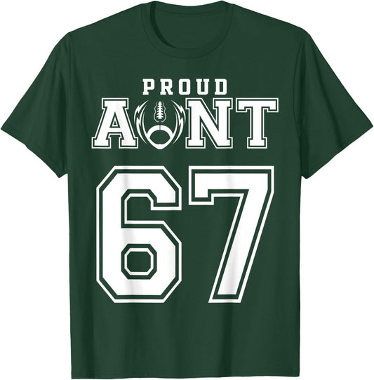 Custom Proud Football Aunt Number 67 Personalized T-Shirt - T-Shirt | Forest