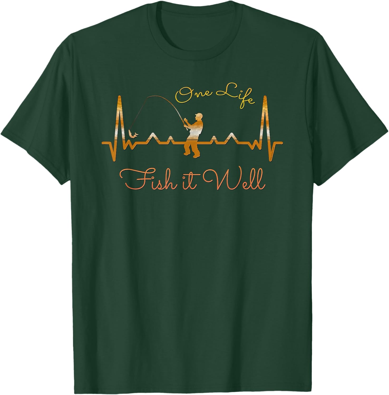 Fisherman's Heartbeat Fishing Lovers Father's Day T-Shirt - T-Shirt | Forest