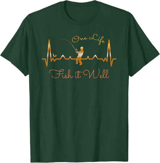 Fisherman's Heartbeat Fishing Lovers Father's Day T-Shirt - T-Shirt | Forest