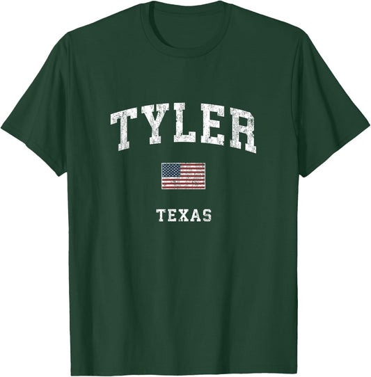 Tyler Texas TX Vintage American Flag Sports Design Kids Men T-Shirt - T-Shirt | Forest