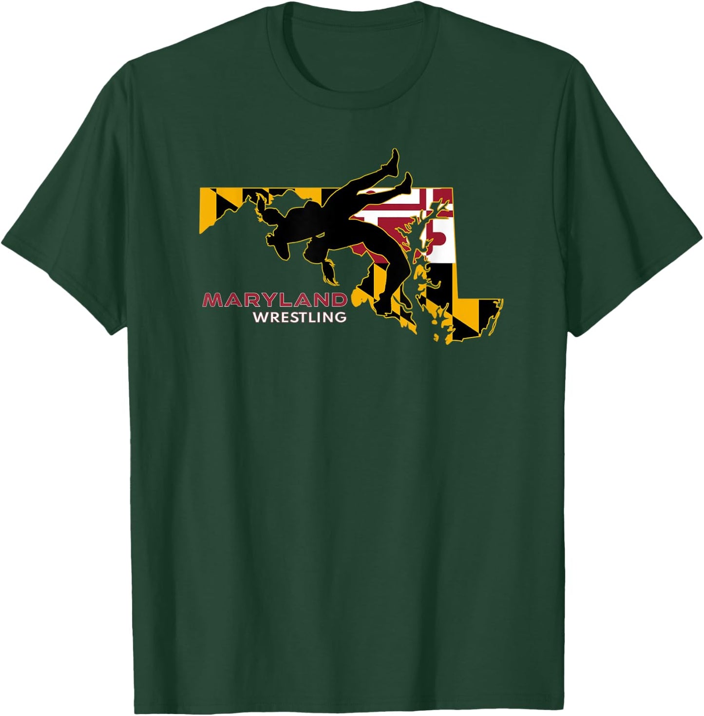 Maryland High School Girls Wrestling Marylander State Flag T-Shirt - T-Shirt | Forest