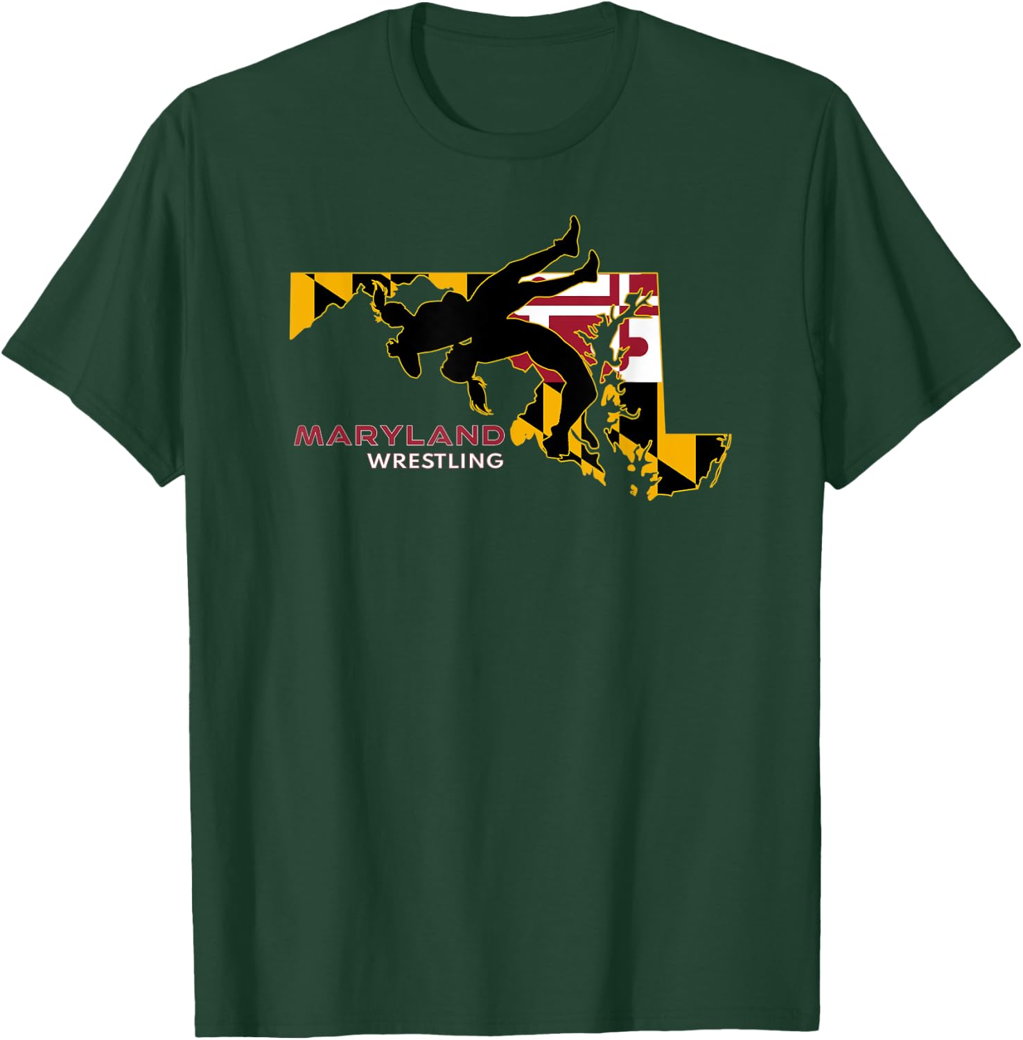 Maryland High School Girls Wrestling Marylander State Flag T-Shirt - T-Shirt | Forest