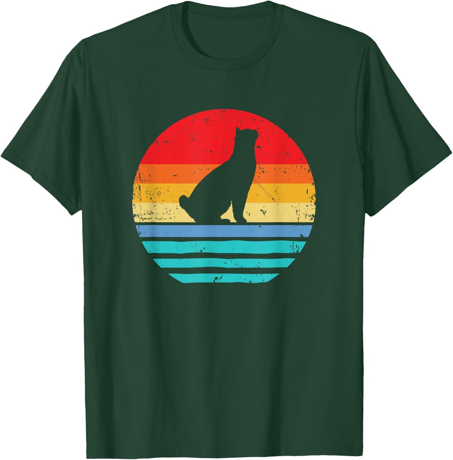 Manx Cat Shirt for Cat People Vintage Sunset Retro Cat T-Shirt - T-Shirt | Forest