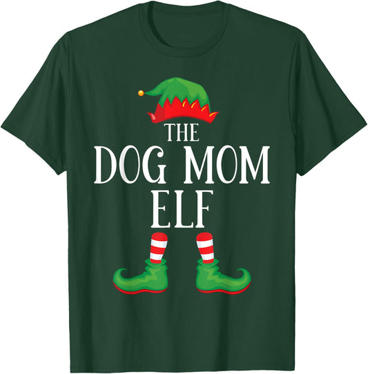Dog Mom Elf Matching Group Xmas Funny Family Christmas T-Shirt - T-Shirt | Forest