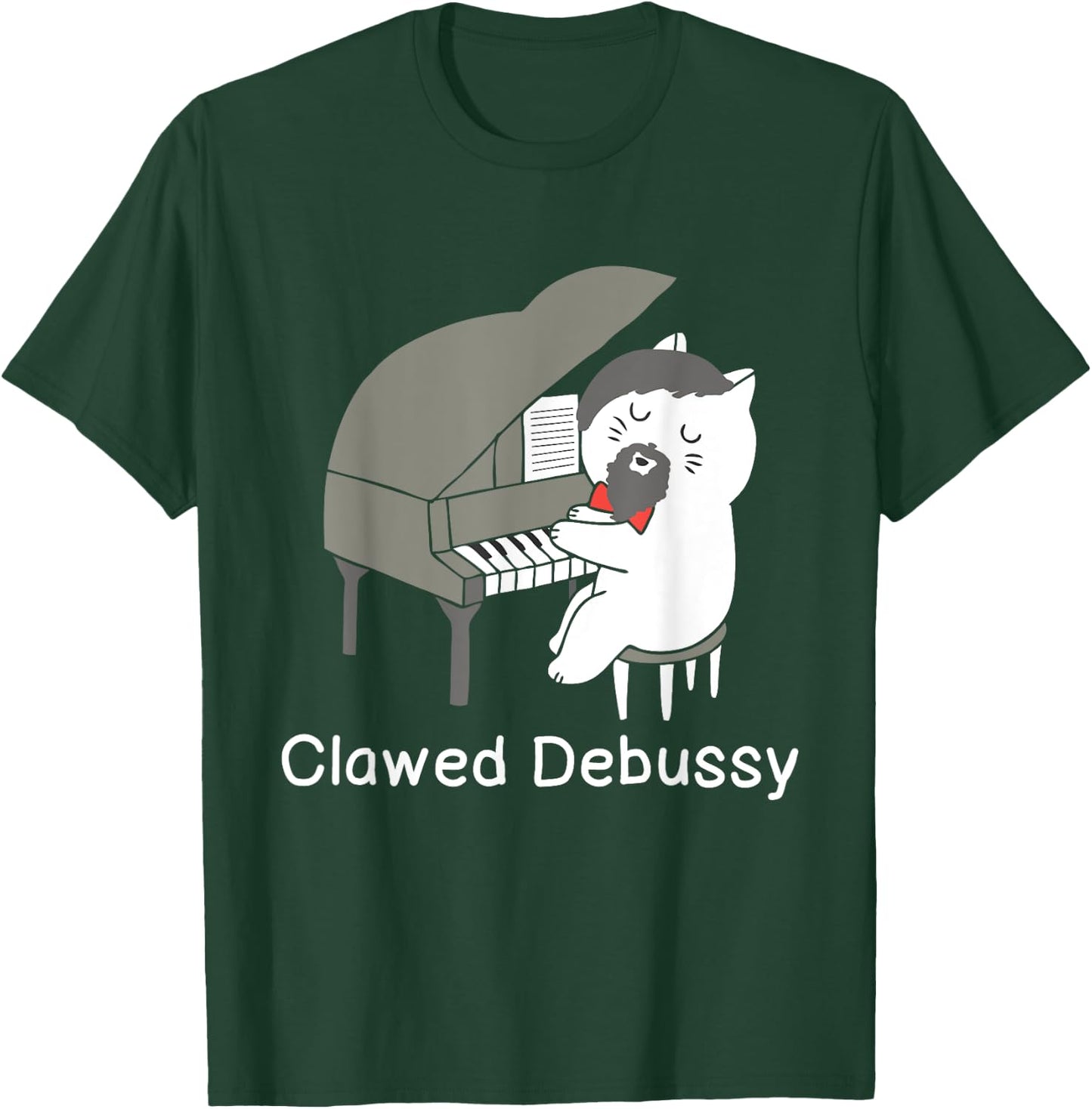 Clawed Debussy Cat Piano - Classical Music Composer Teacher Women Girls Kids T-Shirt - T-Shirt | Forest