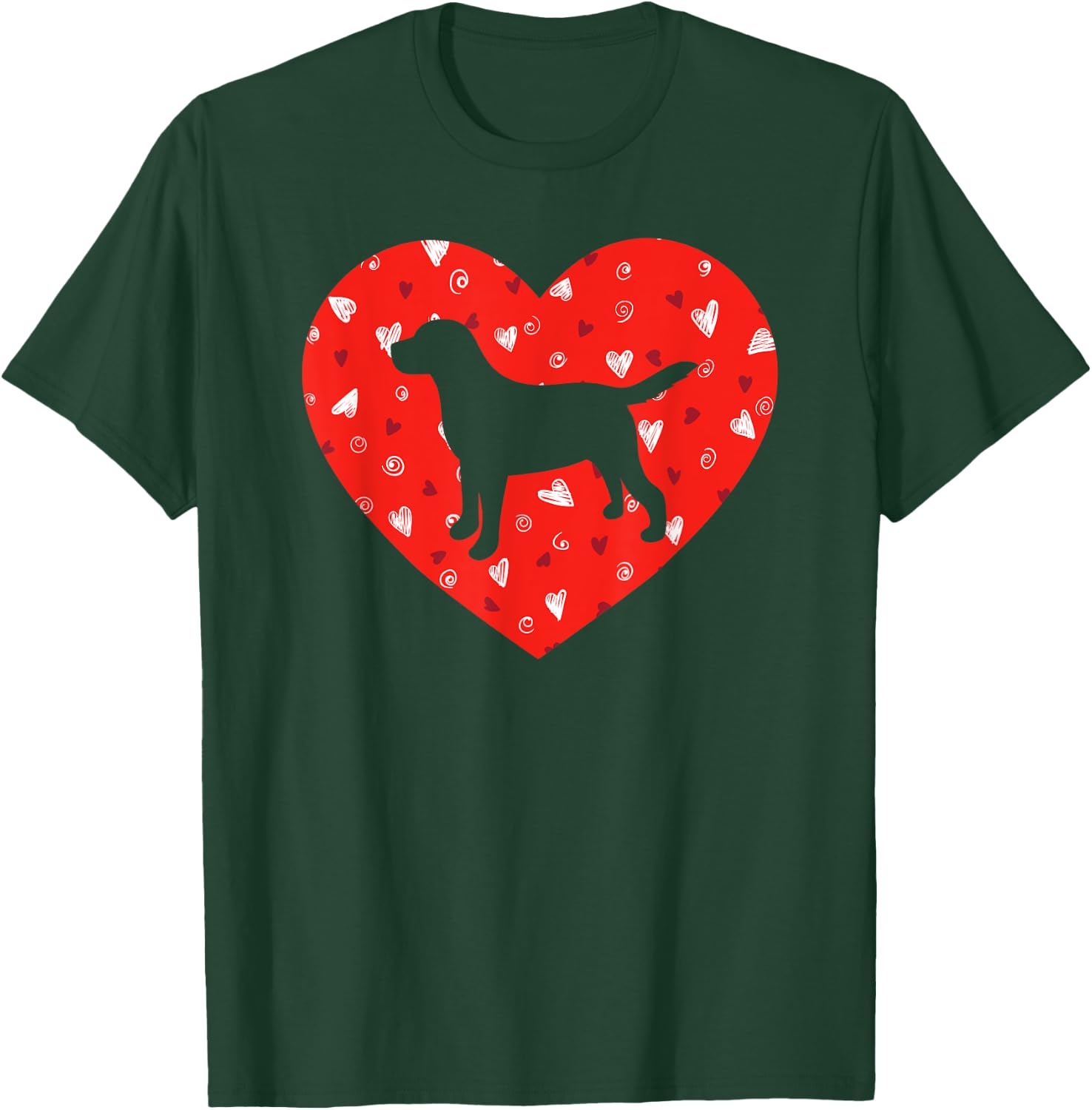 Black Yellow Chocolate Lab Heart Valentine's Day Labrador T-Shirt - T-Shirt | Forest