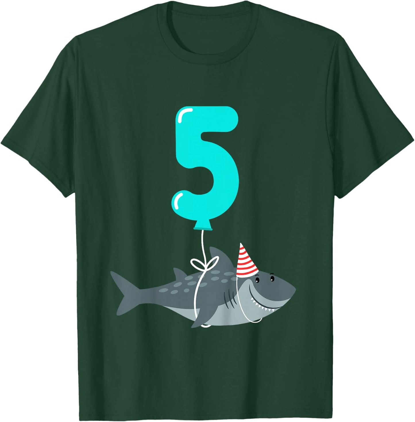 5th Birthday Shark Shirt | Cute 5 Year Old Shark Gift Shirt T-Shirt - T-Shirt | Forest
