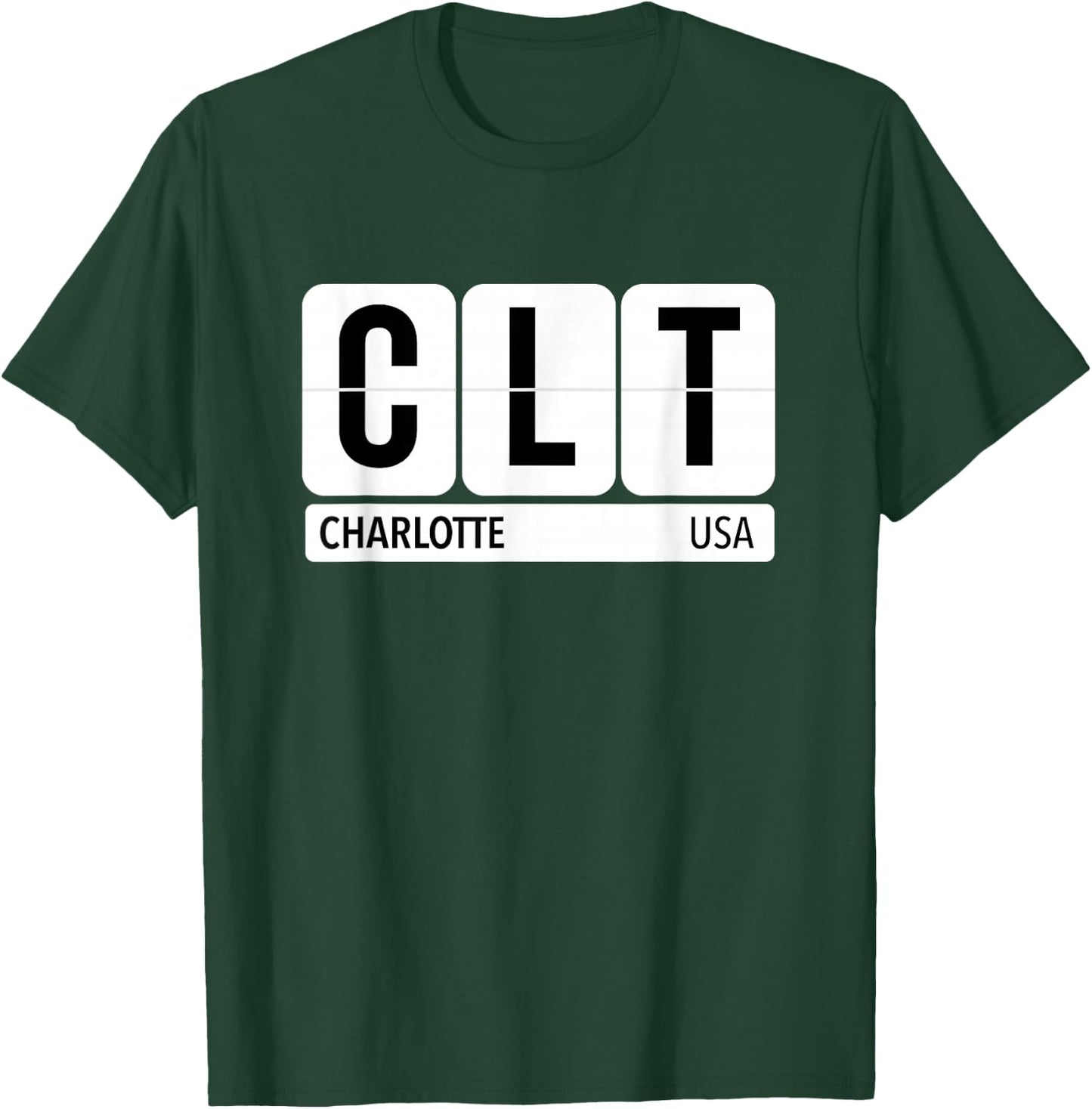 CLT Charlotte NC USA Travel Souvenir Black Text T-Shirt - T-Shirt | Forest