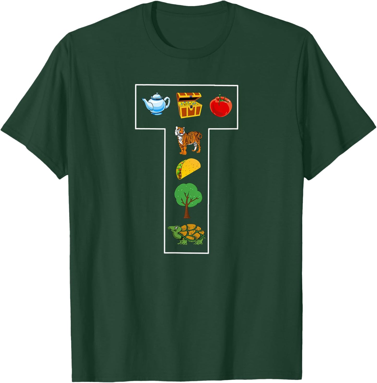 Alphabet Letter T Phonics Objects That Start With T Shirt T-Shirt - T-Shirt | Forest