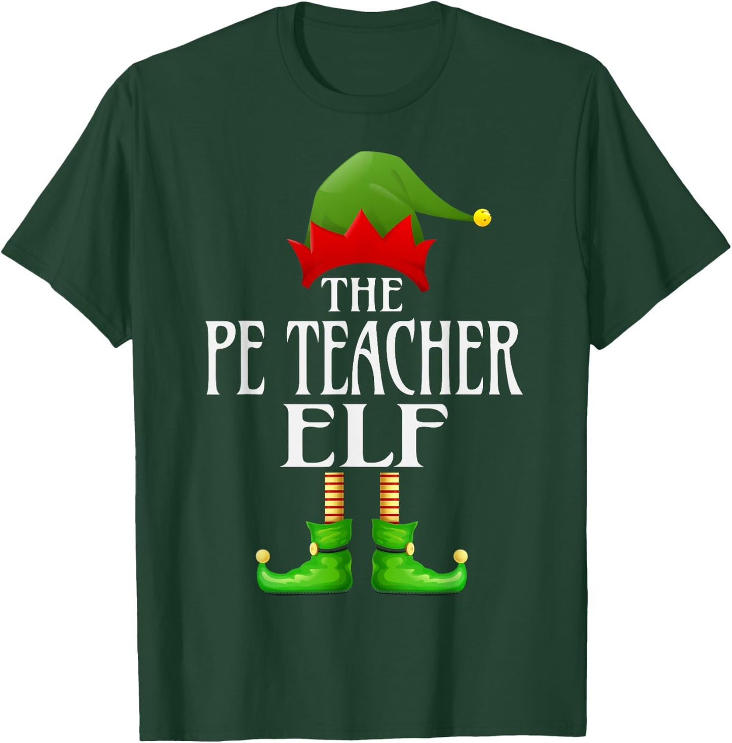 PE Teacher Elf Xmas Funny Family Matching Christmas Pajama Men Women T-Shirt - T-Shirt | Forest