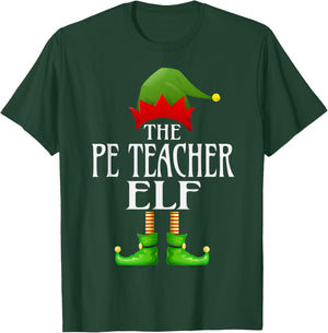 PE Teacher Elf Xmas Funny Family Matching Christmas Pajama Men Women T-Shirt - T-Shirt | Forest