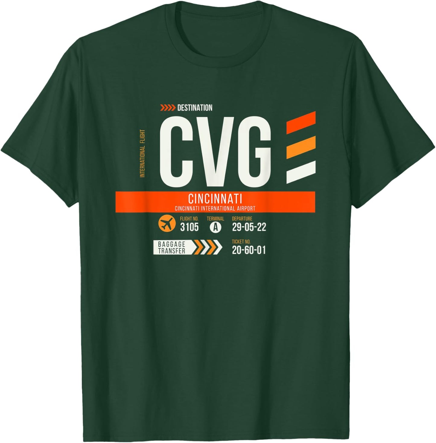 Vintage Cincinnati CVG Airport Code Travel Day Retro Travel T-Shirt - T-Shirt | Forest
