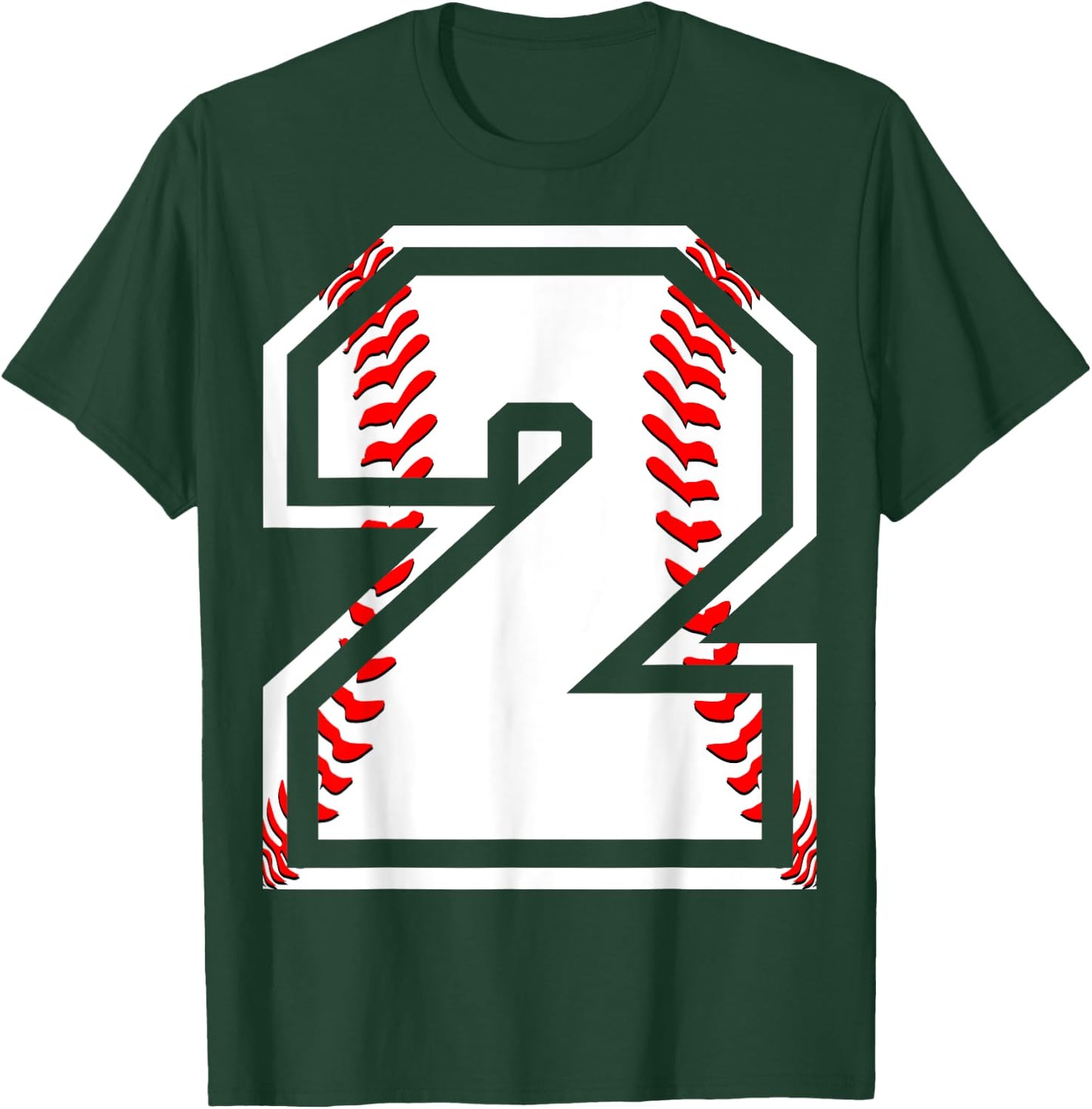 Kids 2nd Birthday Sports Gift - Number 2 Baseball Theme Gift T-Shirt - T-Shirt | Forest
