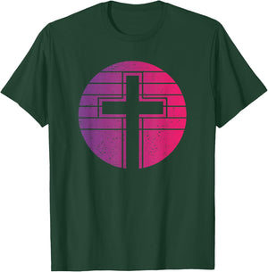 Jesus Cross Retro Style Vintage T-Shirt - T-Shirt | Forest