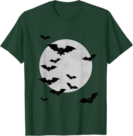 Flying Bats Moon Creepy Gothic Halloween Costume T-Shirt - T-Shirt | Forest