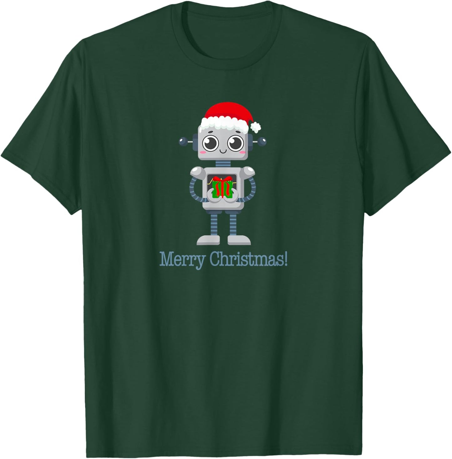 Retro Futurism Christmas Robot saying Merry Christmas T-Shirt - T-Shirt | Forest
