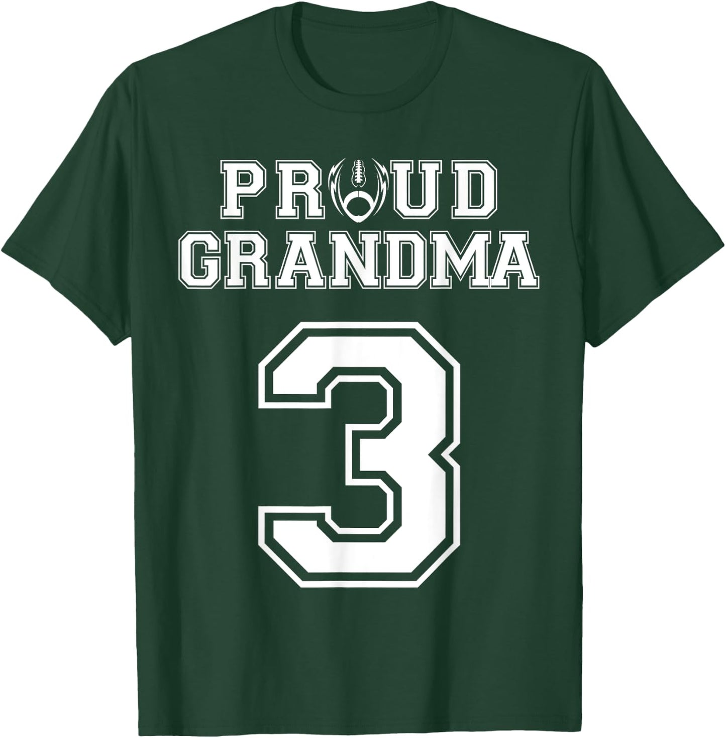 Custom Proud Football Grandma Number 3 Personalized Women T-Shirt - T-Shirt | Forest