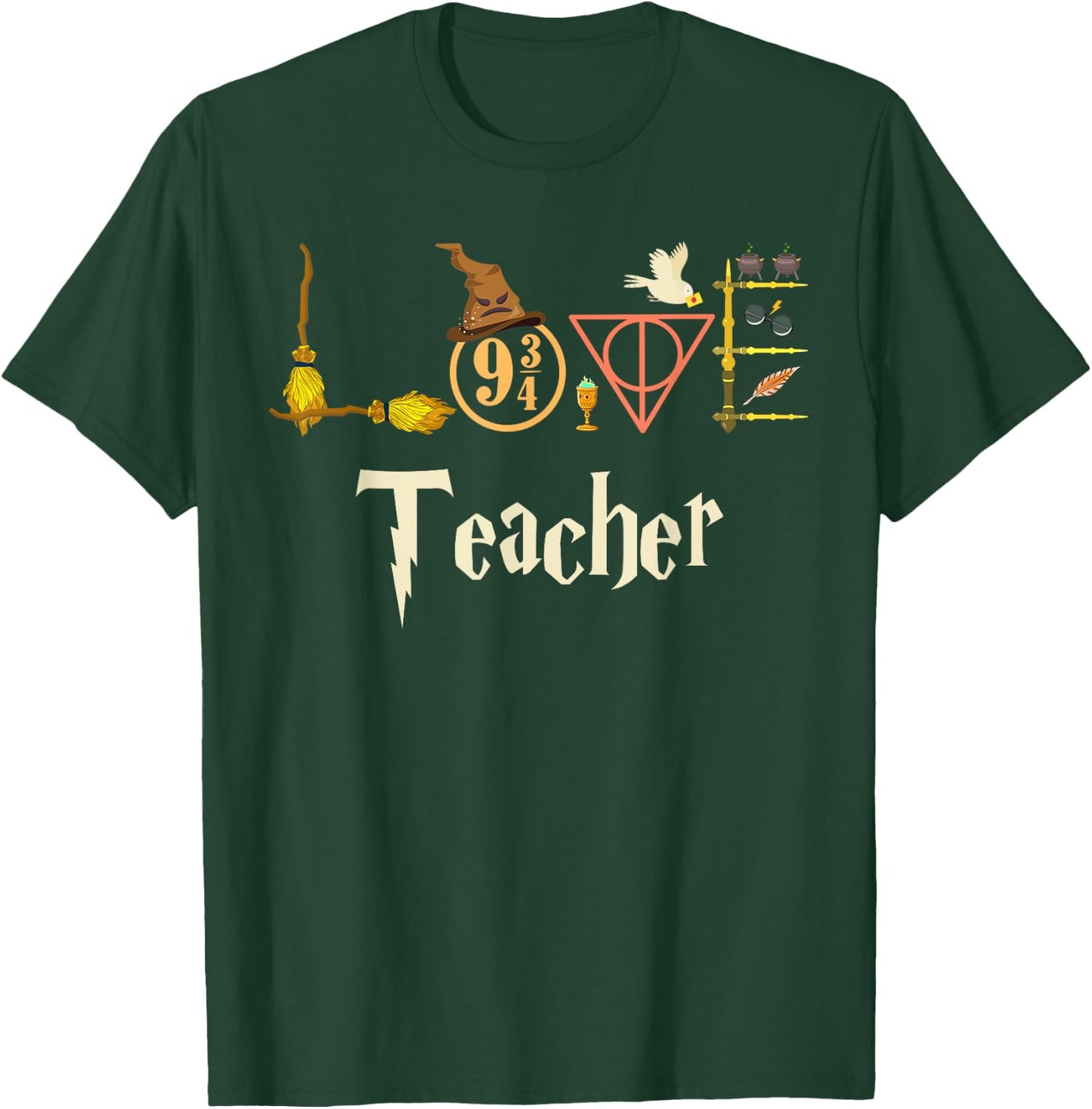Love Teacher Wizards Back To School Halloween T-Shirt - T-Shirt | Forest