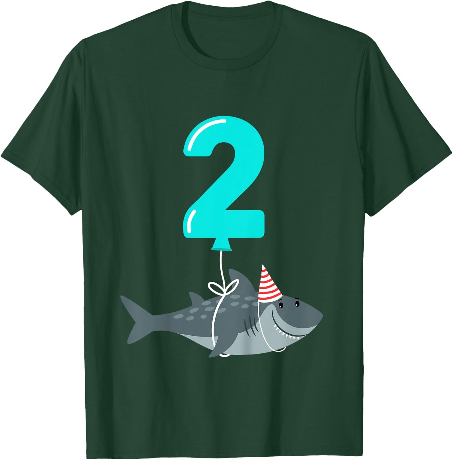 Kids 2nd Birthday Shark Shirt | Cute 2 Year Old Shark Gift Shirt T-Shirt - T-Shirt | Forest