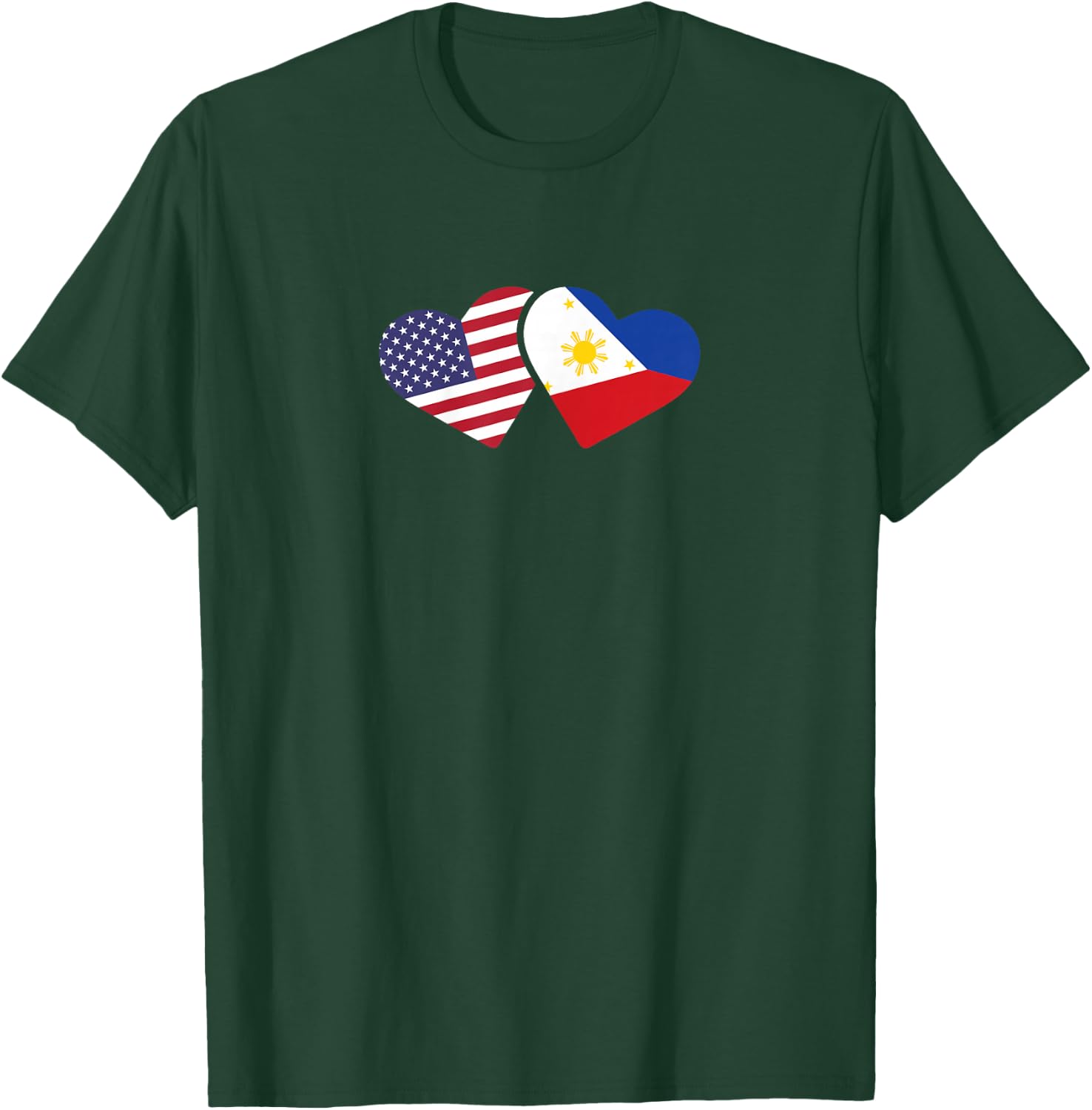 Philippines USA Flag T Shirt Heart Filipino American Love T-Shirt - T-Shirt | Forest