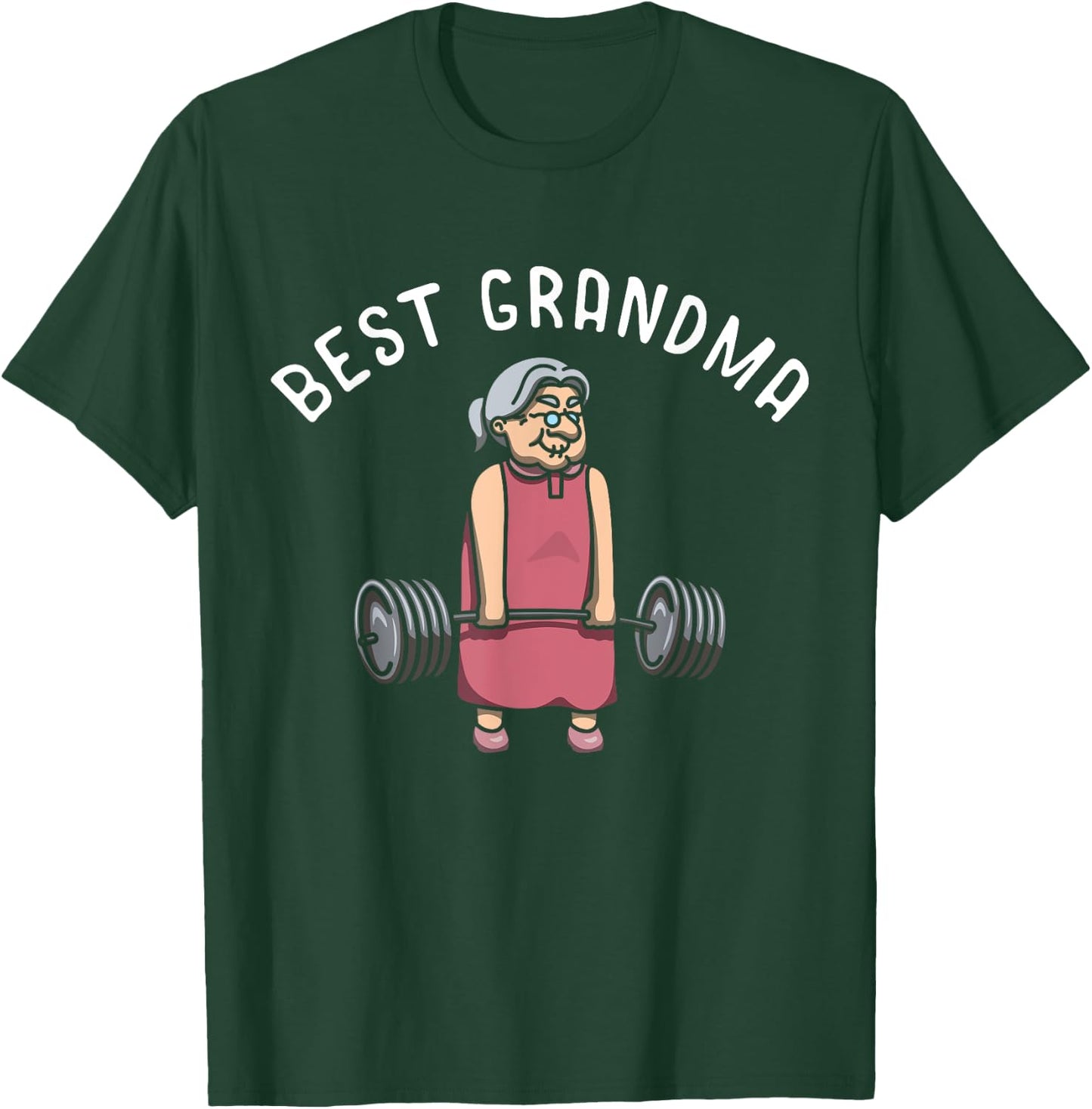 Best Grandma Weightlifter Bodybuilder Grandmother Workout T-Shirt - T-Shirt | Forest