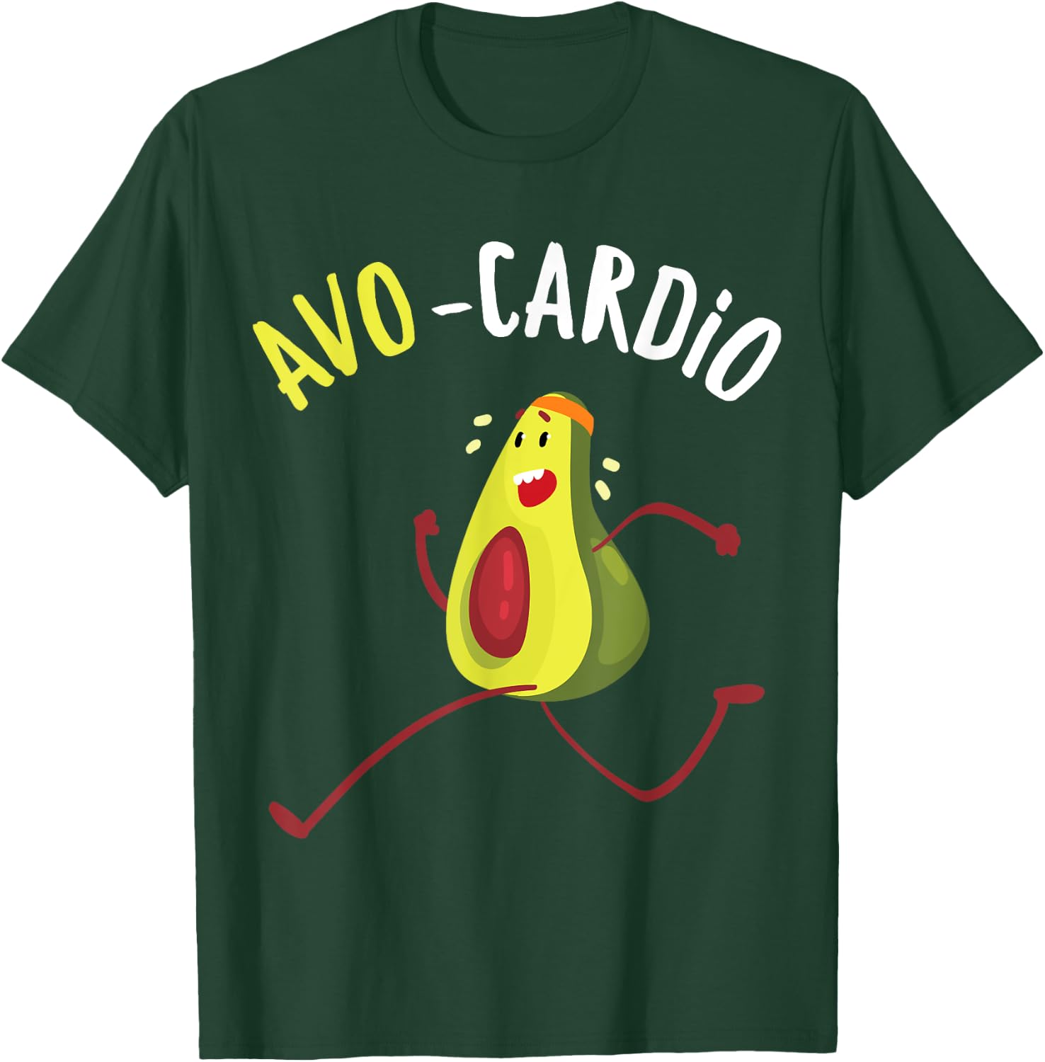 Funny Avo-Cardio Pun Workout Running Avocado T-Shirt - T-Shirt | Forest