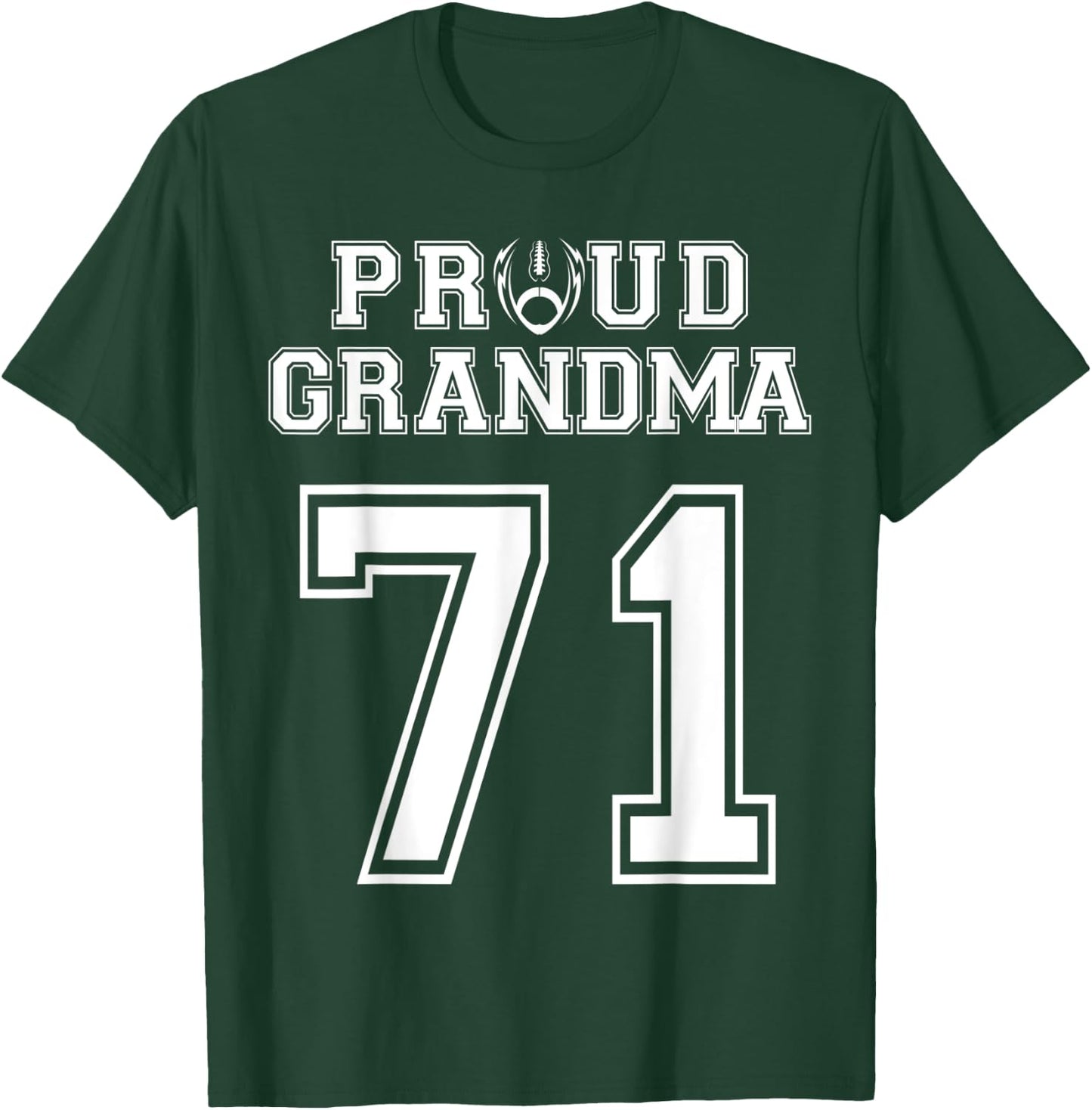 Custom Proud Football Grandma Number 71 Personalized Women T-Shirt - T-Shirt | Forest