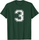Number 3 Three Distressed Vintage Sports Training Practice T-Shirt - T-Shirt | Forest