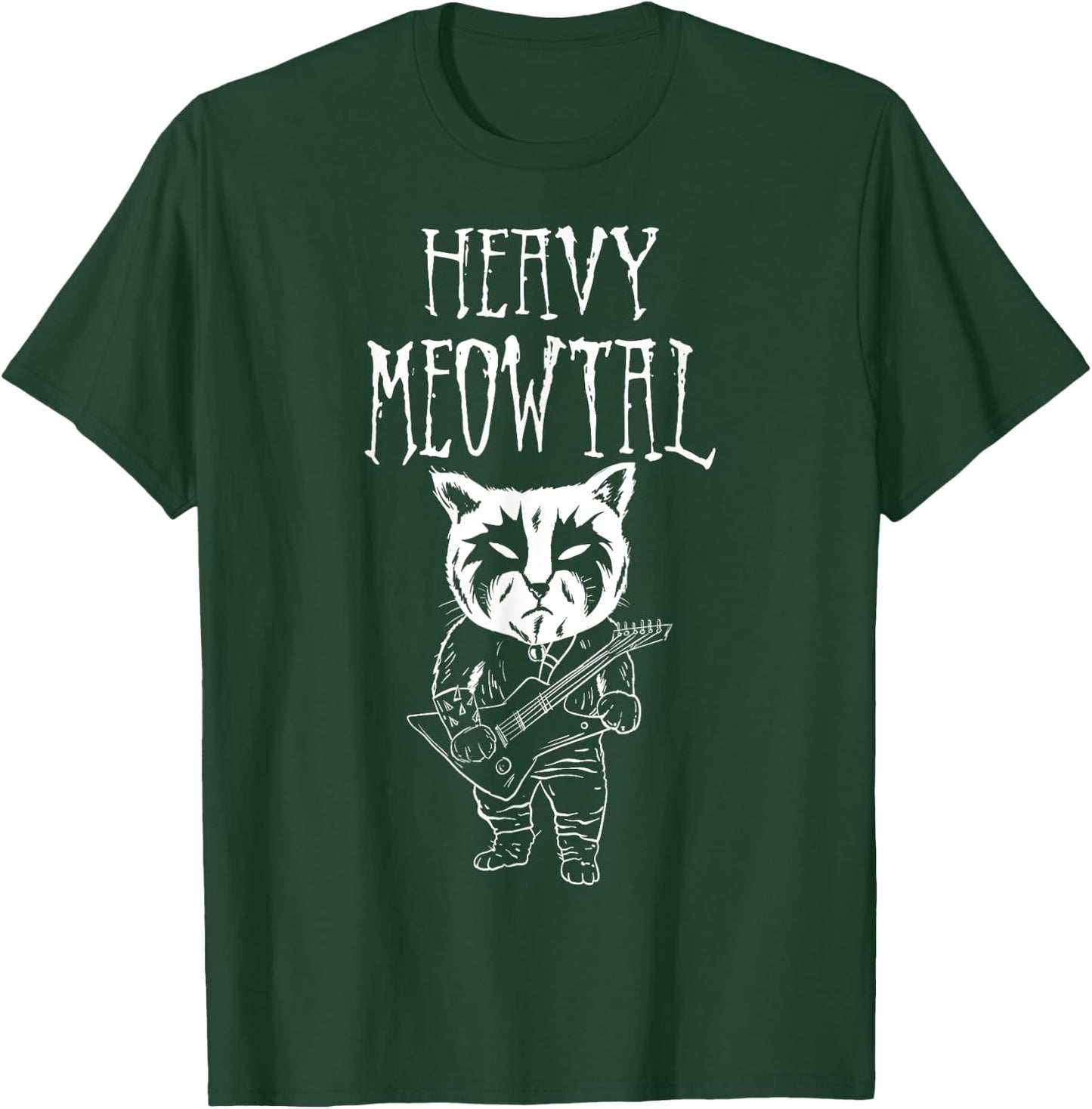 Heavy Metal Headbanger, Guitar, Cat Playing Guitar, Meowtal T-Shirt - T-Shirt | Forest