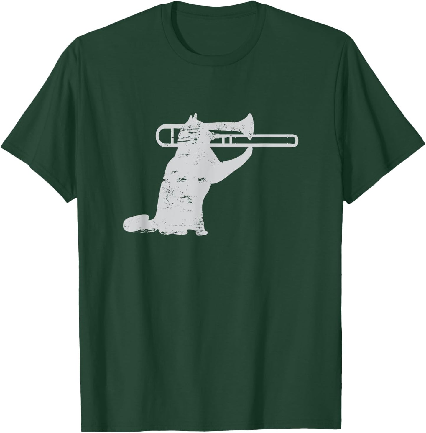 Jazz Cat Playing Trombone For Brass Players T-Shirt - T-Shirt | Forest